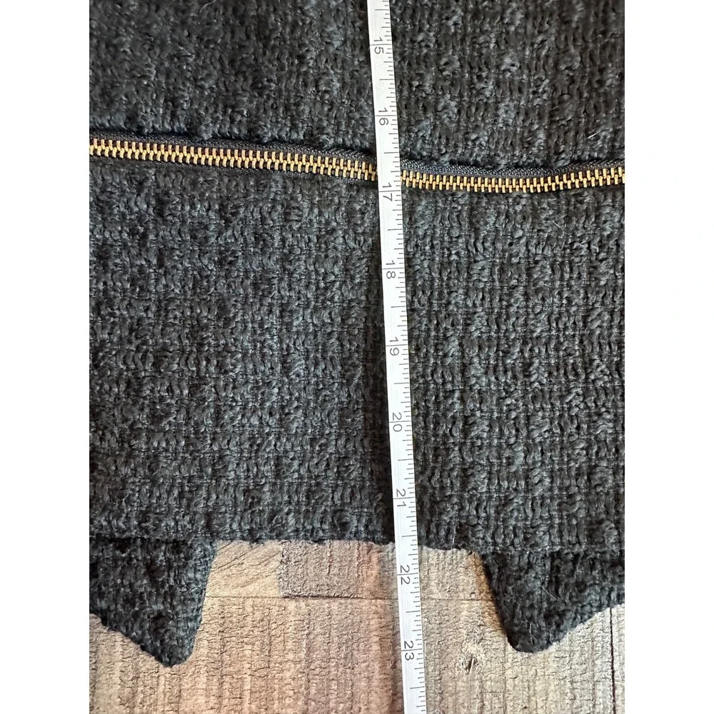 GIANNI BINI Women's L Black Tweed Cocktail Jacket with Edgy Gold Zipper Details - Picture 13 of 13